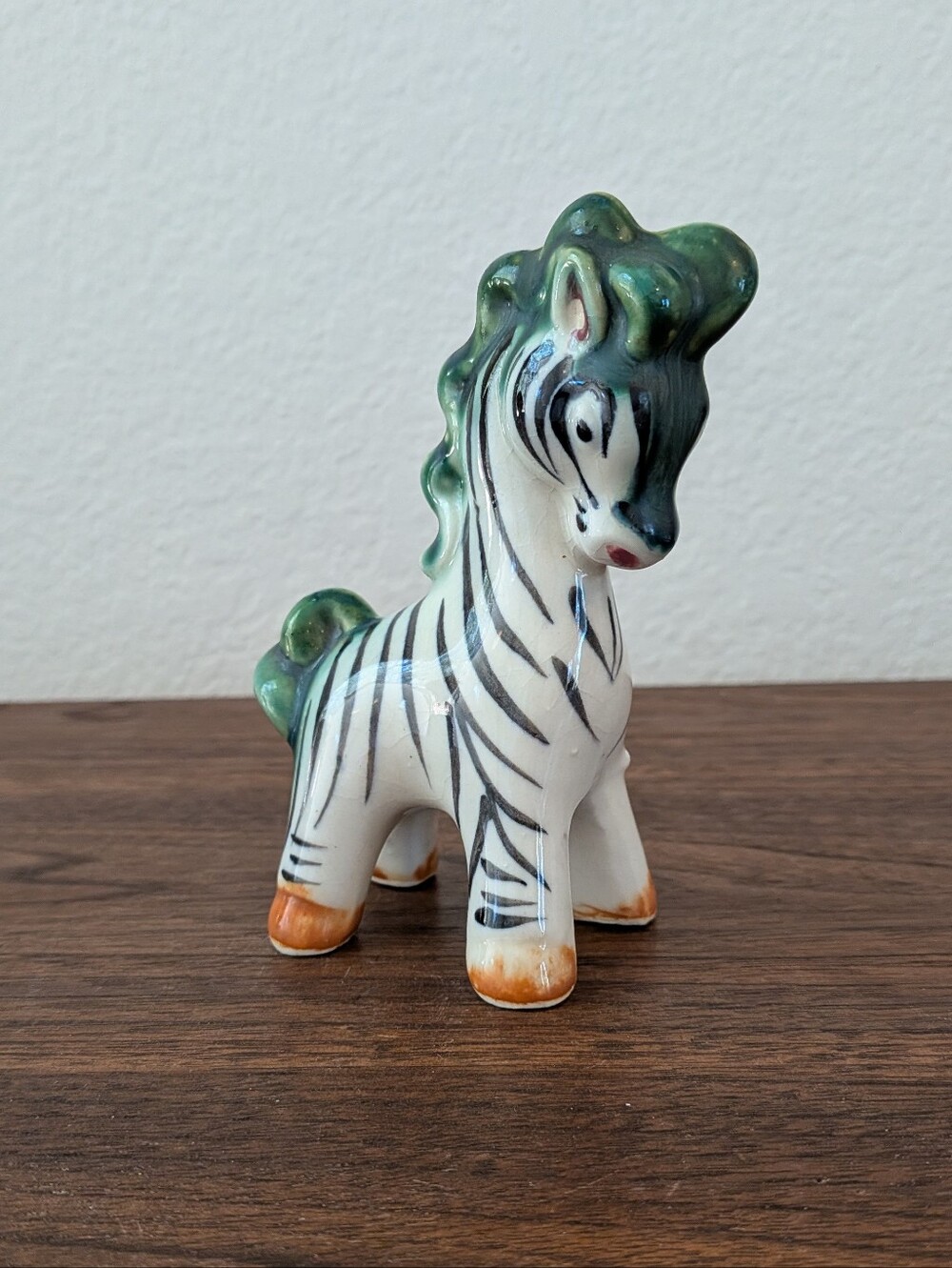 Vintage Porcelain Hand Painted Zebra Figurine Made In Japan MCM
